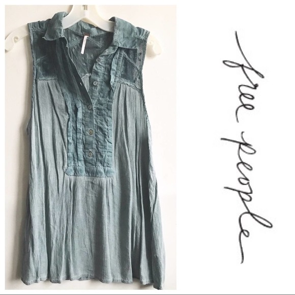 Free People Tops - Free People sleeveless blouse Top XS green 2 4